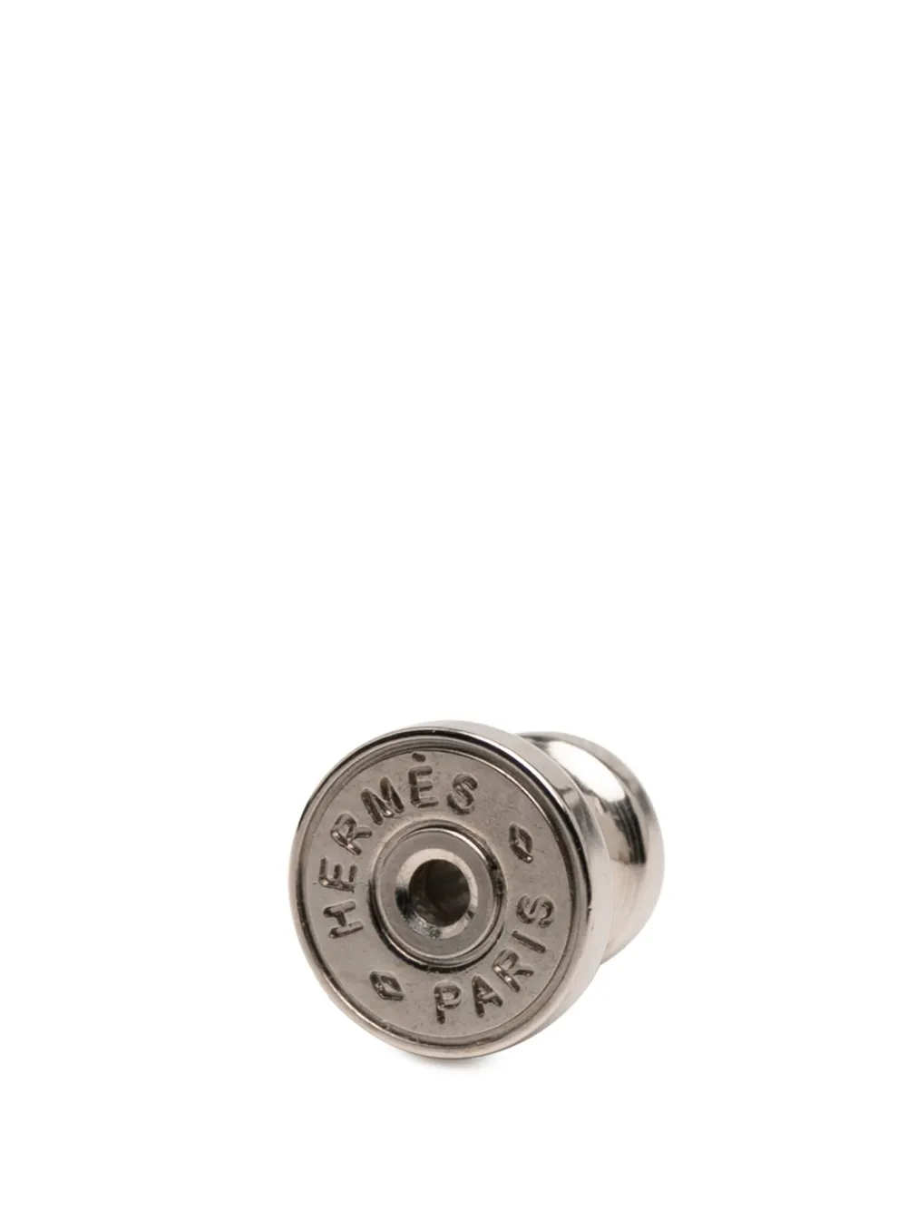 HERMES Pre-owned 2022 Palladium Plated And Swift Virevolte Push Back Earrings Gm Costume Earrings In Brown