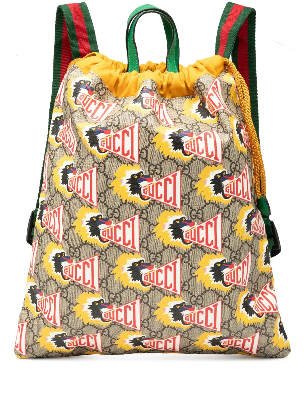 Pre-owned Gucci 2016-2025 Childrens Gg Supreme Baboon Backpack In Brown