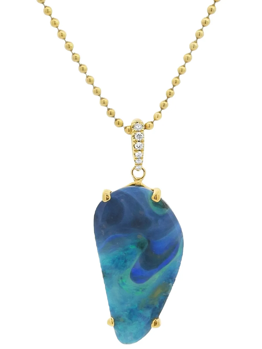 Lisa Nik 18k Yellow Gold Boulder Opal And Diamond Pendant Necklace In Gold