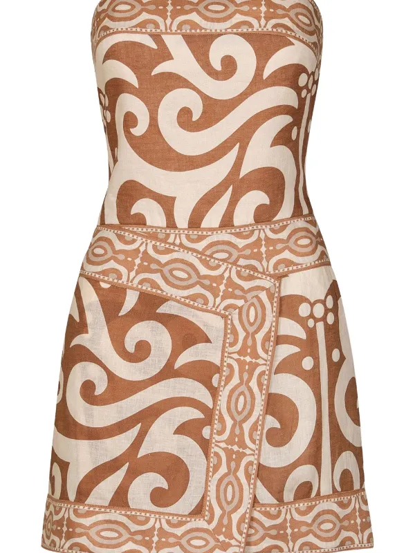 Johanna Ortiz Raz Ritual Patterned Mini Dress | Brown | FARFETCH GE