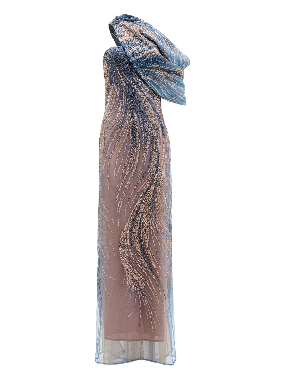 Silvia Tcherassi Rayo De Luna sequin draped gown - ブルー Silvia Tcherassi Rayo De Luna sequin draped gown - ブルー