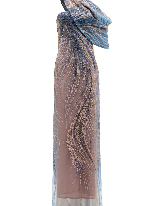 Silvia Tcherassi Rayo De Luna Draped one-shoulder Gown Maxi Dress