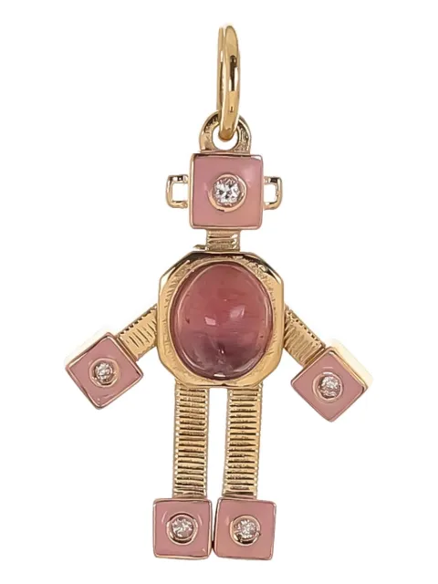 Van Robot 18K yellow gold mini Bespoke Robot tourmaline and diamond pendant