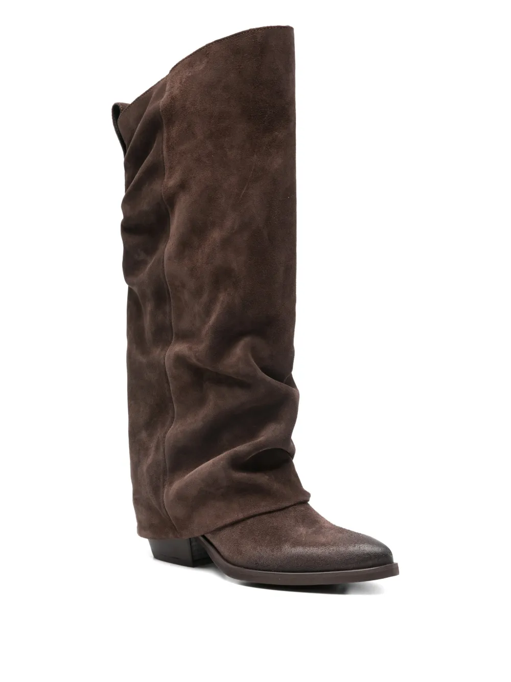 Gisel Moire 50mm ruched-effect pointed-toe boots | Botas altas | Image 2