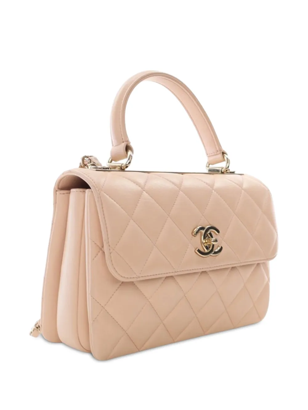 Pre-owned Chanel 2021 Small Quilted Lambskin Trendy Cc Flap Satchel In Brown