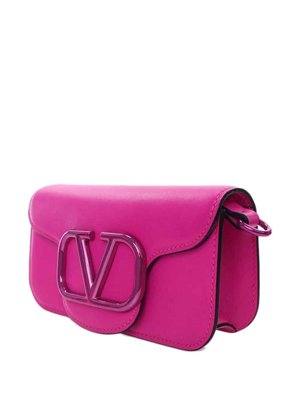 Pre-owned Valentino Garavani 2018-2025 Small Calfskin Vlogo Loco Satchel In Pink