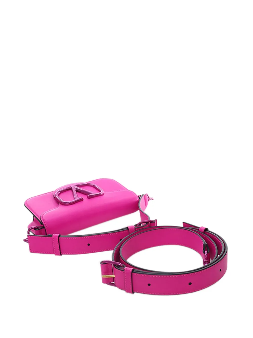 Pre-owned Valentino Garavani 2018-2025 Small Calfskin Vlogo Loco Satchel In Pink