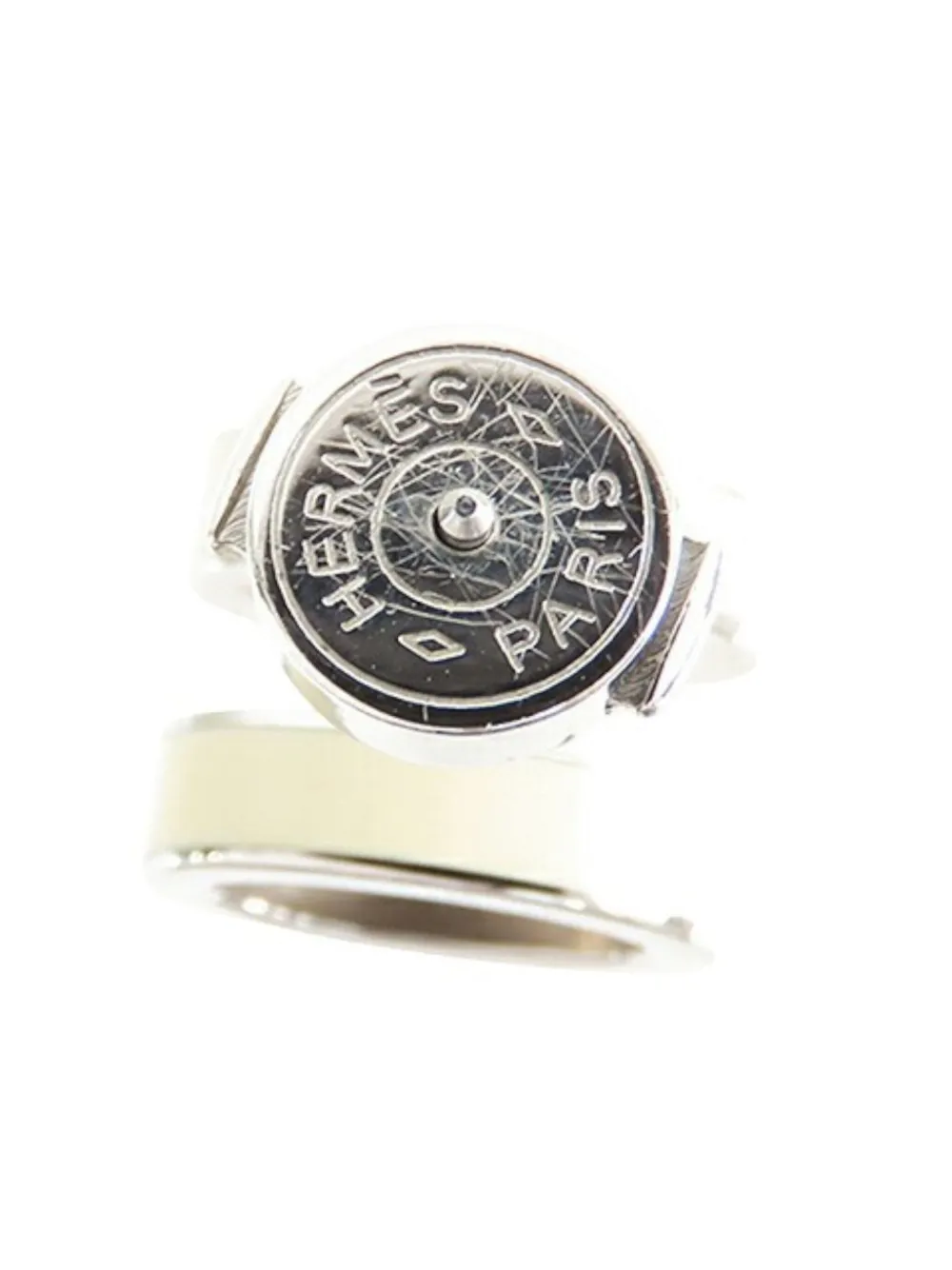 HERMES Pre-owned 2010-2025 Lacquered Palladium Plated Mini Pop H Stud Earrings Costume Earrings In White