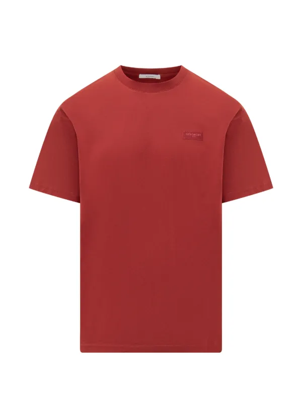 Givenchy T-shirt in Cotton with Paris Gros Grain in Red