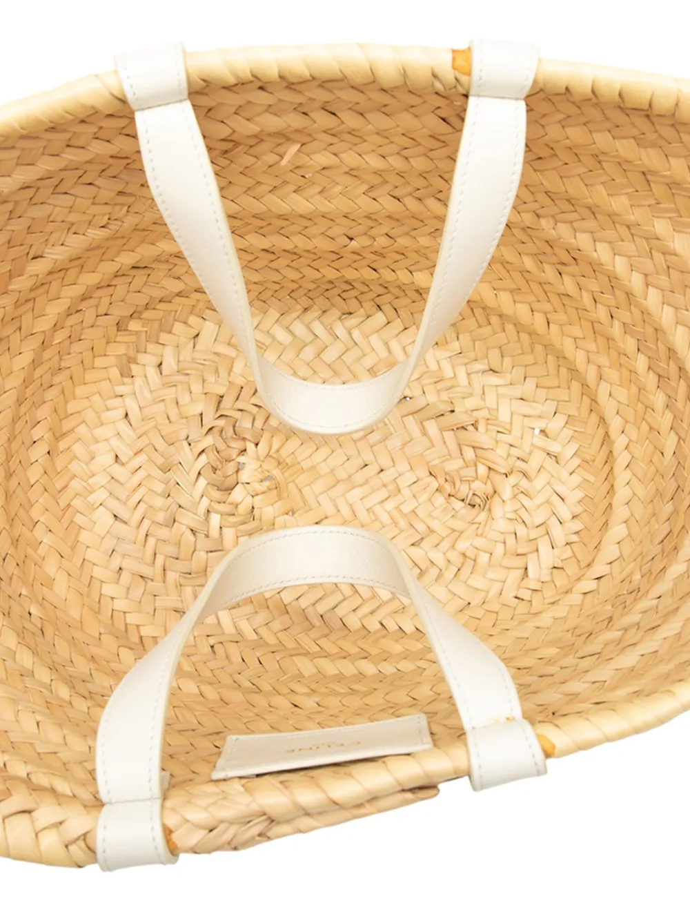 Pre-owned Celine 2022 Small Raffia Cuir Triomphe Classic Panier Tote Satchel In Brown