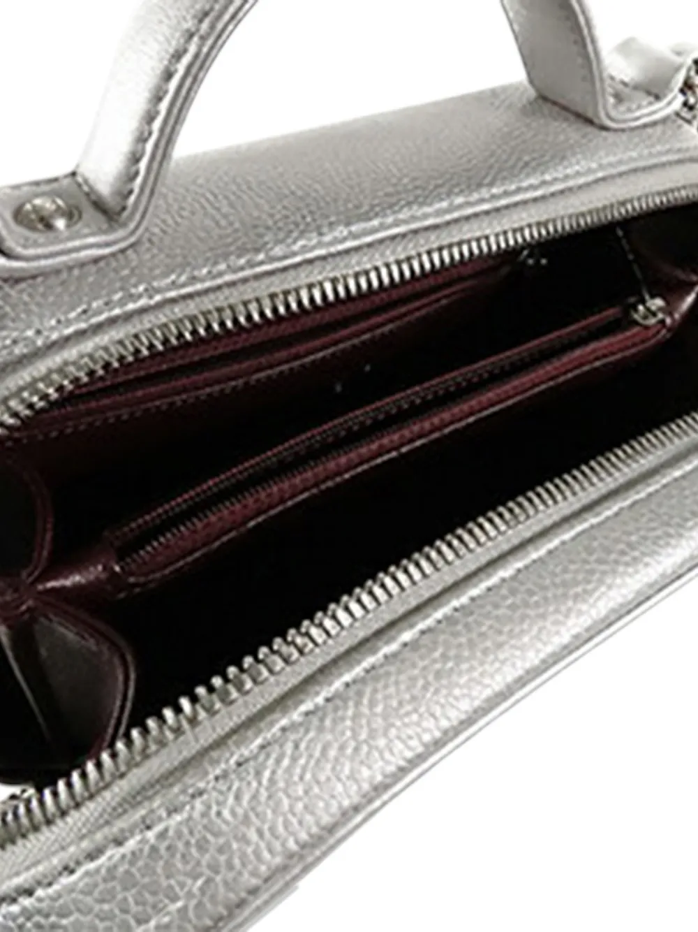 Pre-owned Chanel 2016-2017 Medium Caviar Cc Filigree Vanity Case Satchel In Silver