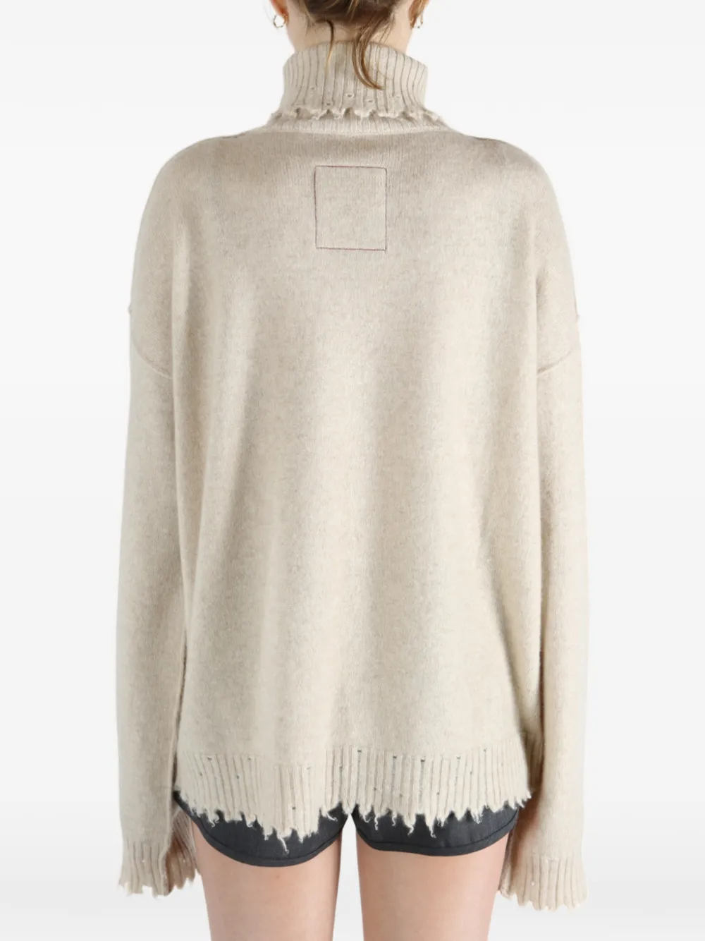 Uma Wang Trui met hoge hals en franje Beige