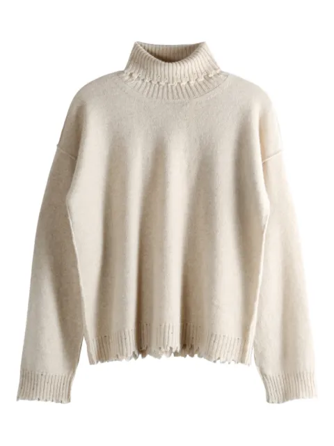 Uma Wang Ausgefranster Pullover mit Stehkragen