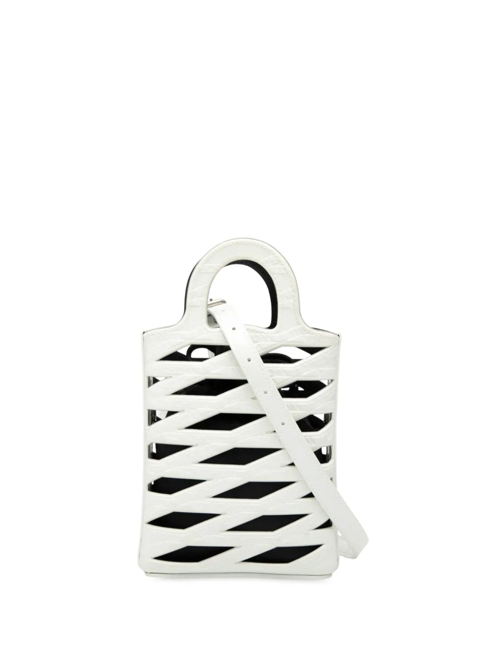 BALENCIAGA Pre-owned 2021 Leather Neo Basket Phone Holder Satchel In White