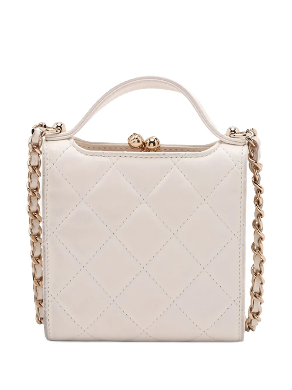 CHANEL Pre-Owned 2021-2025 Mini CC Quilted Lambskin Kiss Lock Frame Top Handle Clutch with Chain satchel | Pre-Owned | Image 2