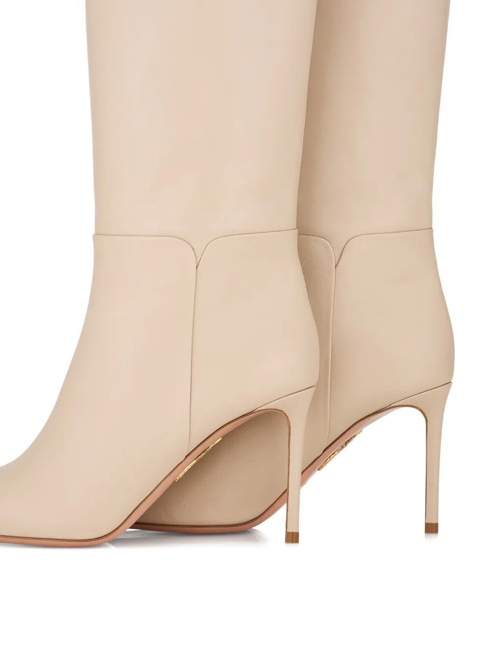 Aquazzura almond toe knee-high boots Beige