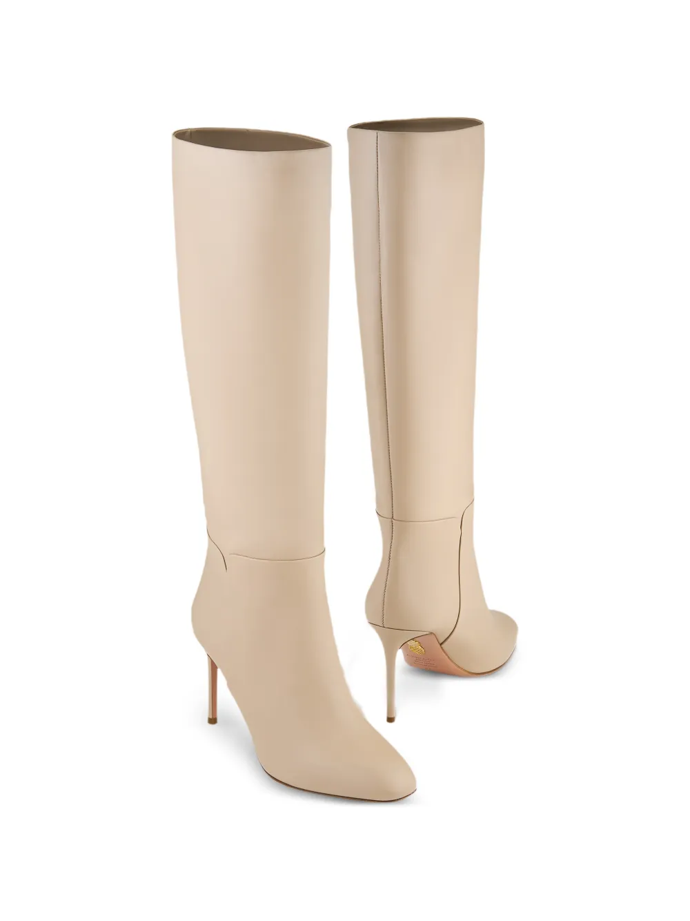 Aquazzura almond toe knee-high boots Beige