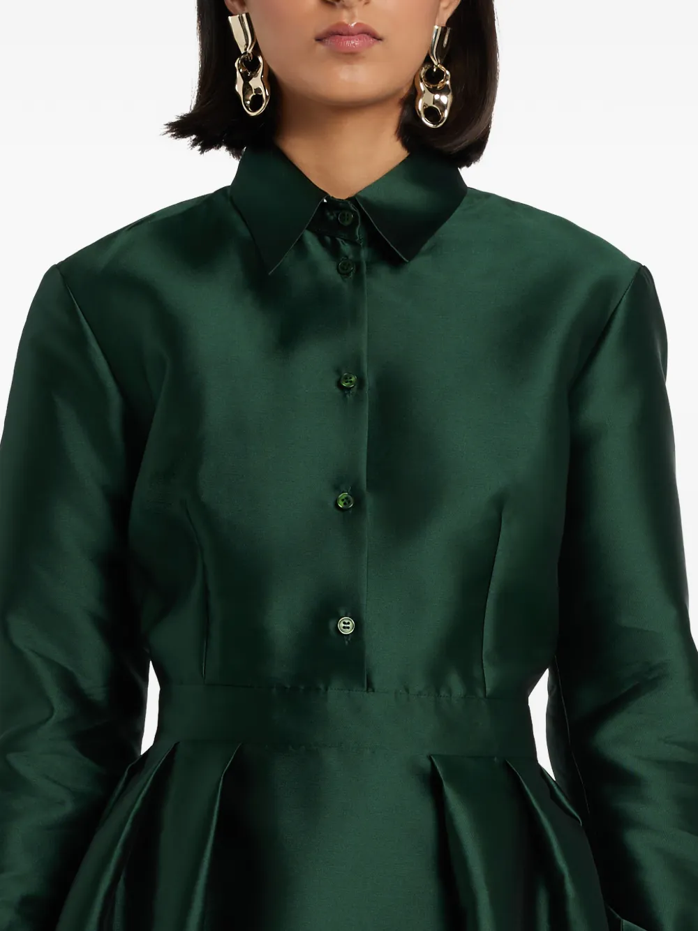 Greta Constantine Geplooide shirtjurk Groen