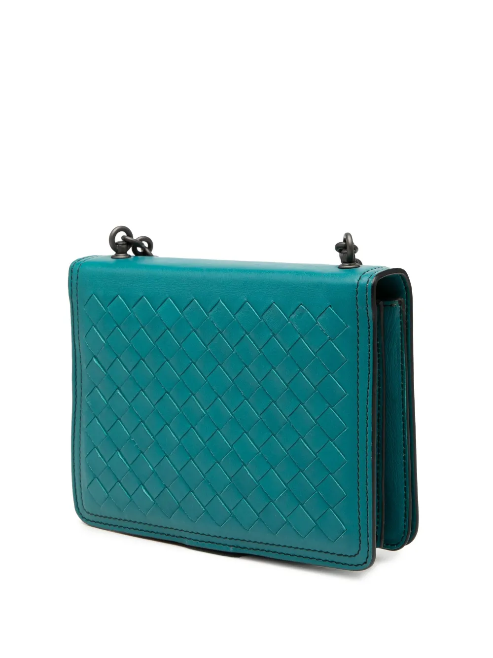 Pre-owned Bottega Veneta 2012-2025 Mini Nappa Intrecciato Runway Shoulder Bag In Blue