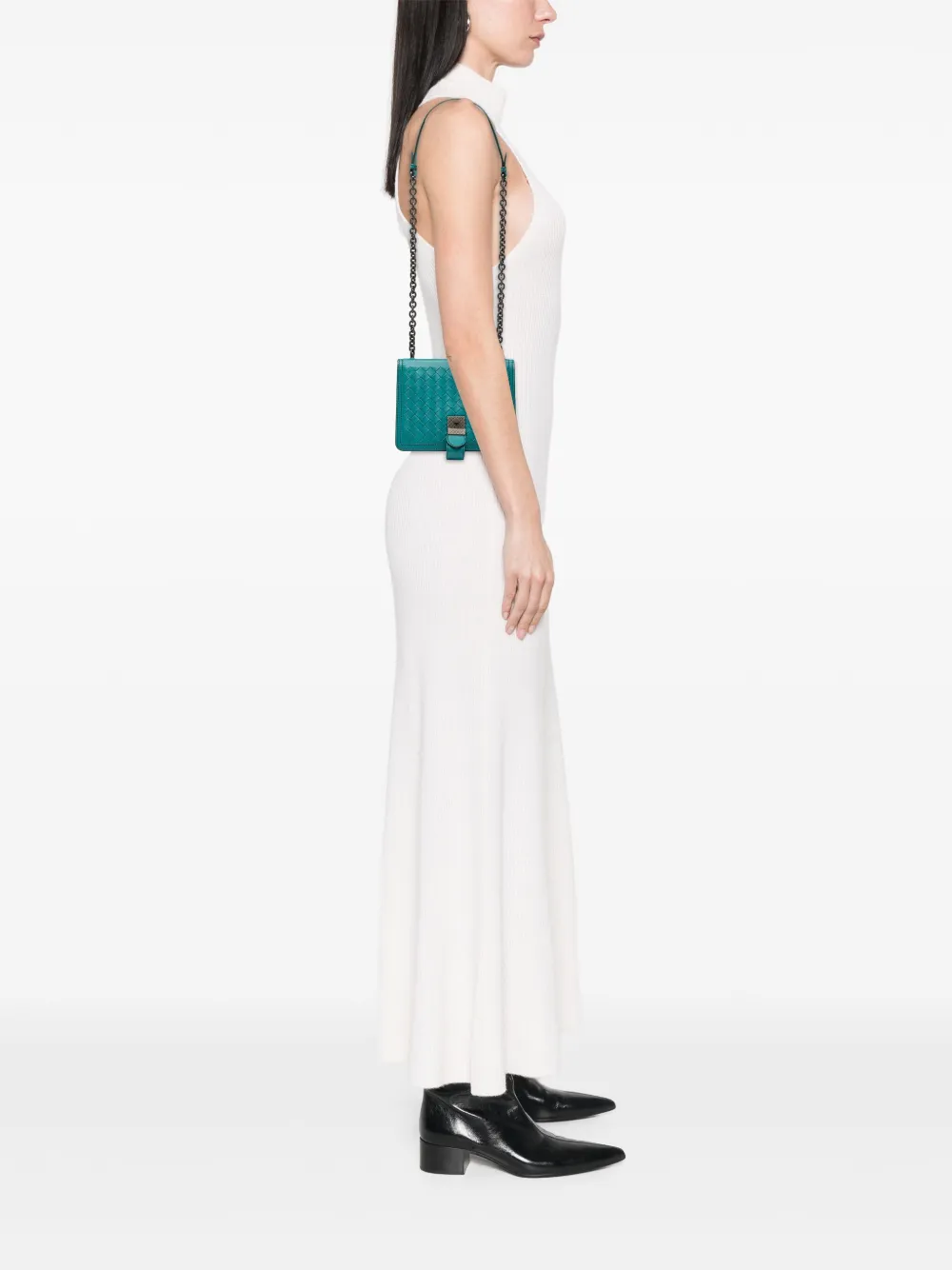 Pre-owned Bottega Veneta 2012-2025 Mini Nappa Intrecciato Runway Shoulder Bag In Blue