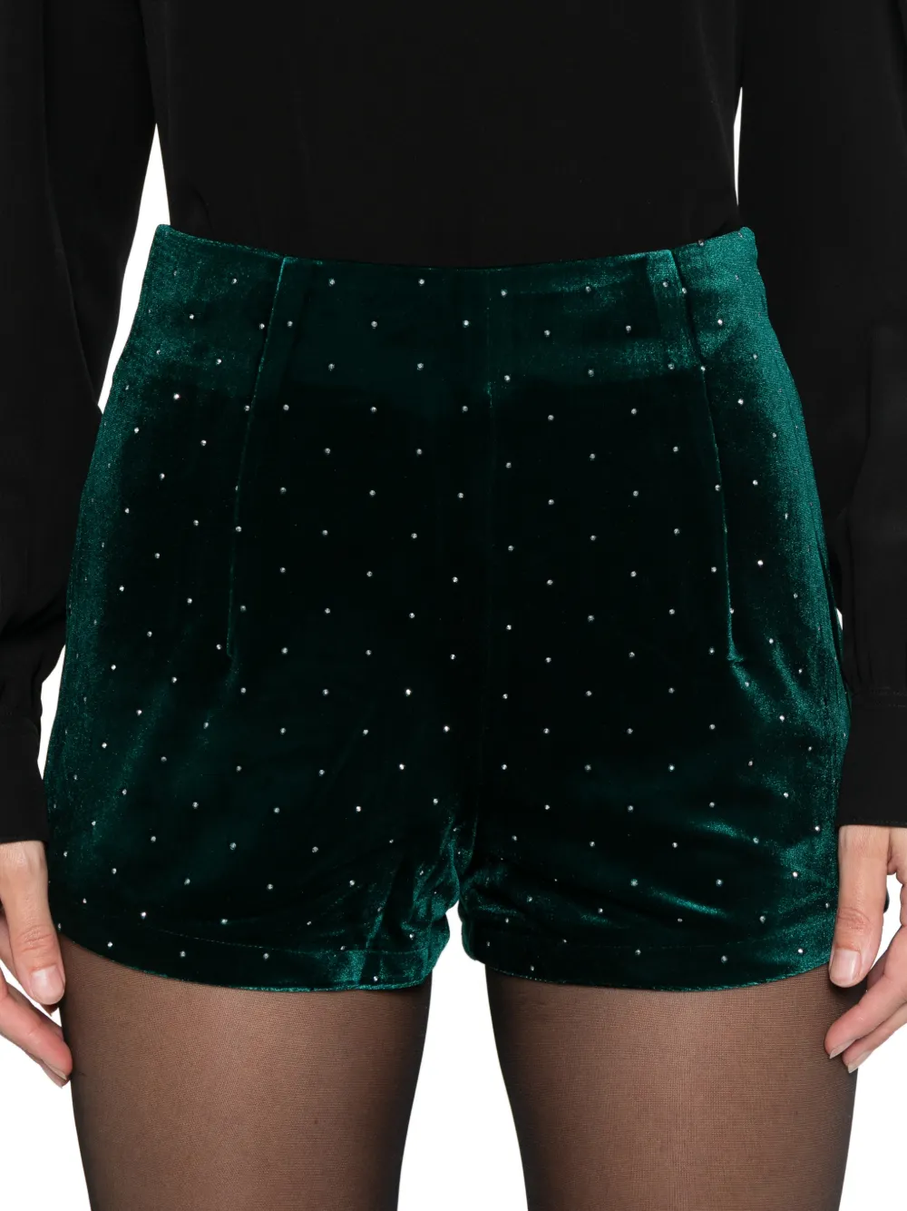 Never Fully Dressed Embellished Velvet Shorts In Animal Print