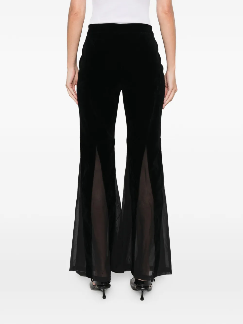 Never Fully Dressed Velvet Flared Trousers In Black