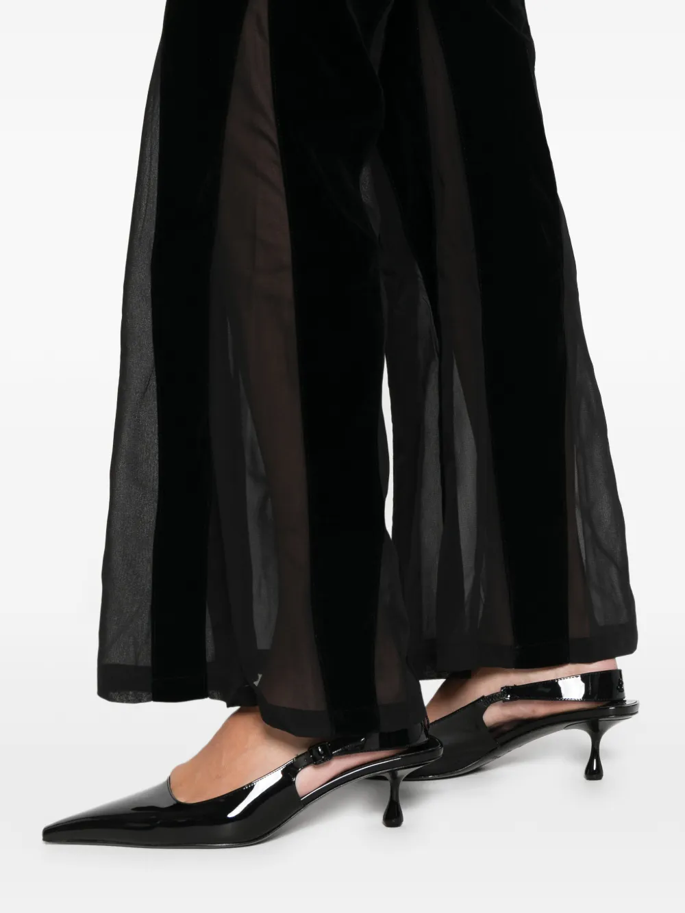 Never Fully Dressed Velvet Flared Trousers In Black