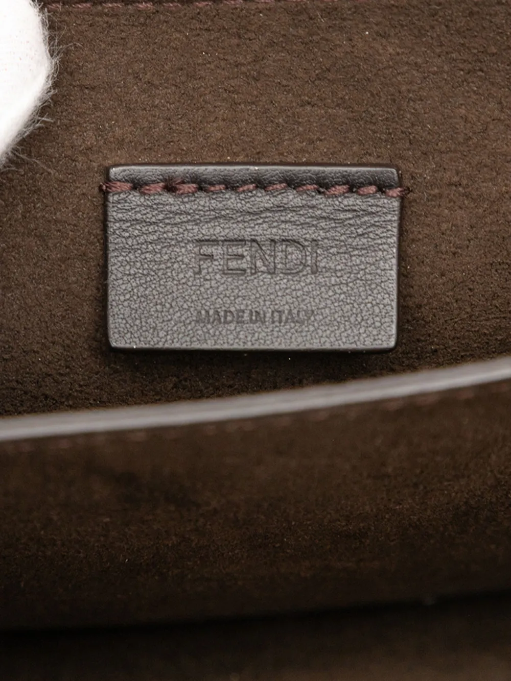 FENDI Pre-owned 2010-2025 Leather Crystal Fab Crossbody Bag In Brown