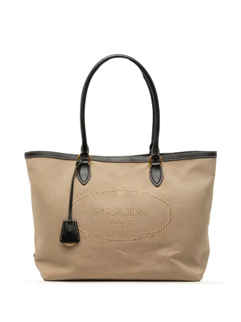 Prada Pre-Owned 2013-2025 キャンバス カナパ ロゴ ハンドバッグ