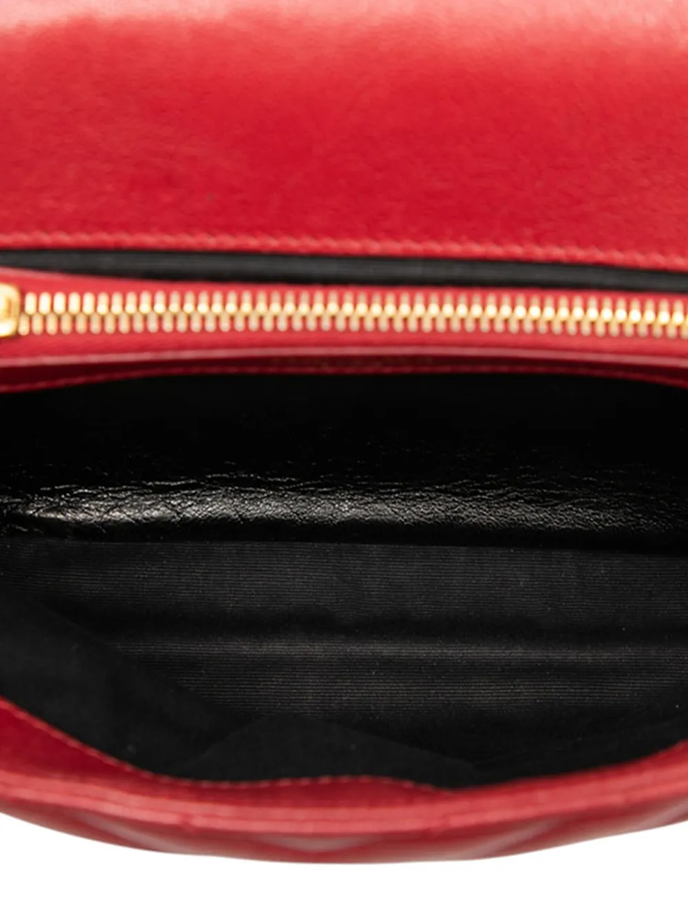 Pre-owned Saint Laurent 2017 Medium Quilted Chevron Sheepskin College Satchel In Red