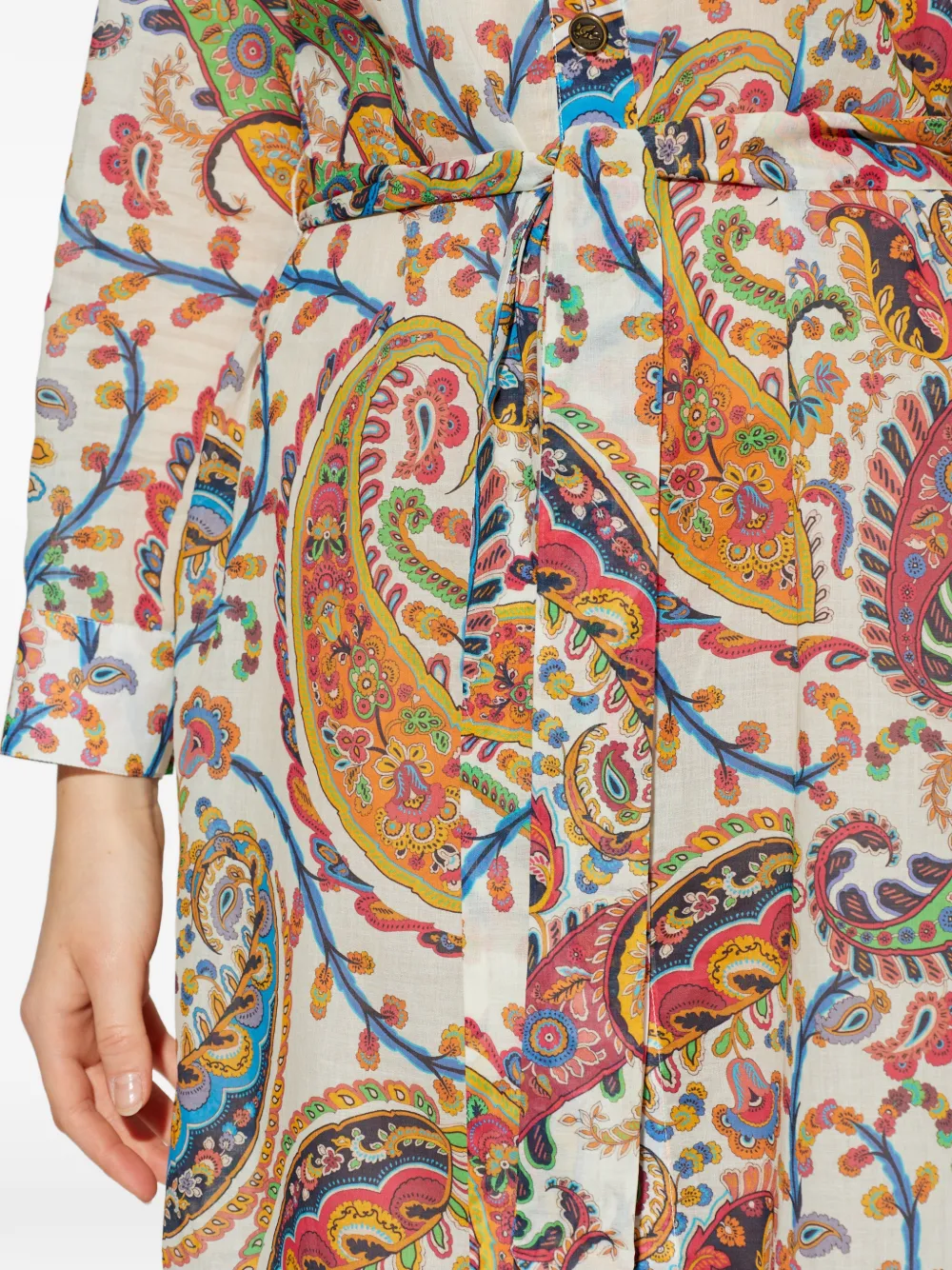 Etro Paisley-pattern Tie-belt Midi Dress In Multi
