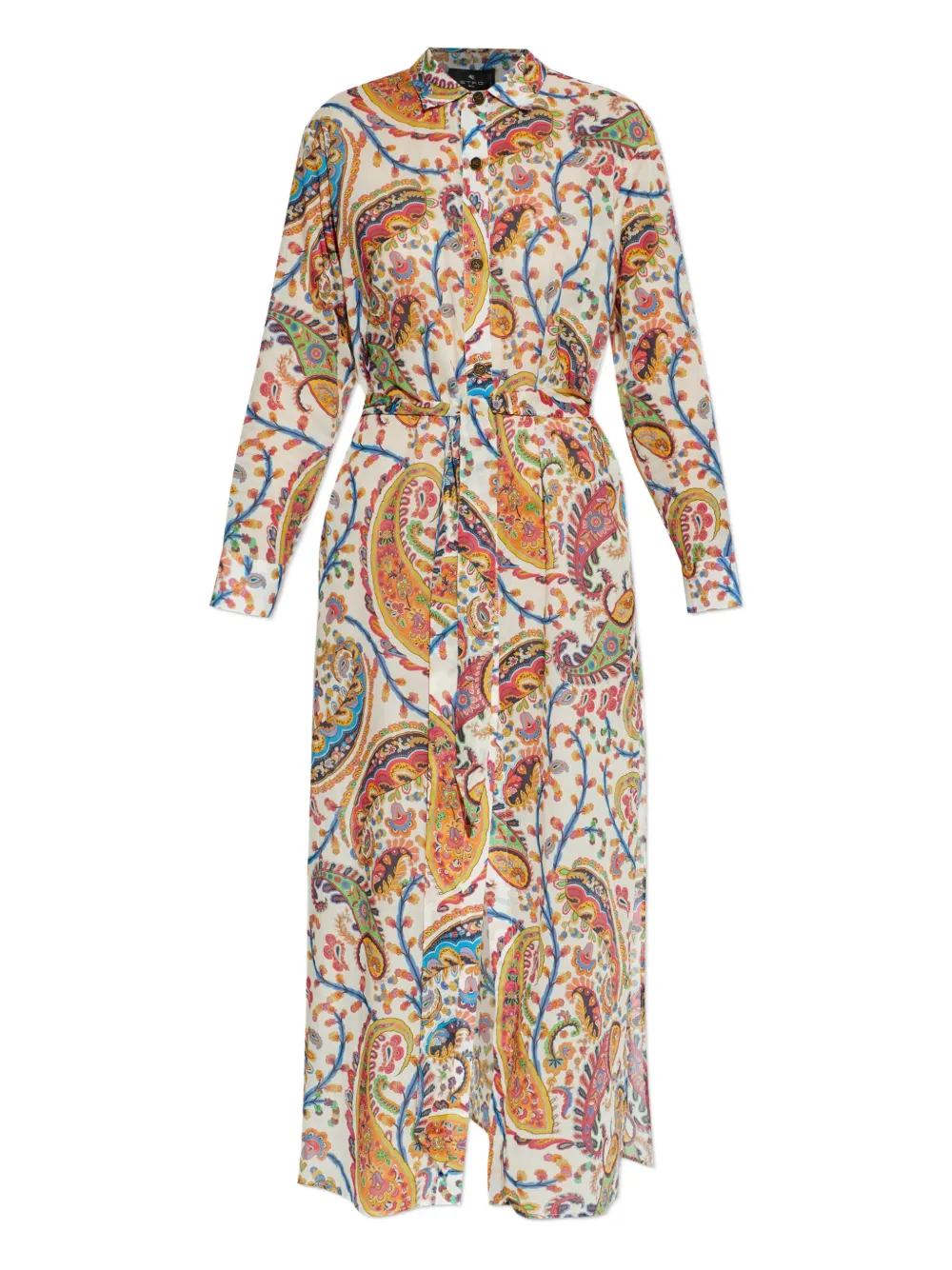 Etro Paisley-pattern Tie-belt Midi Dress In Multi
