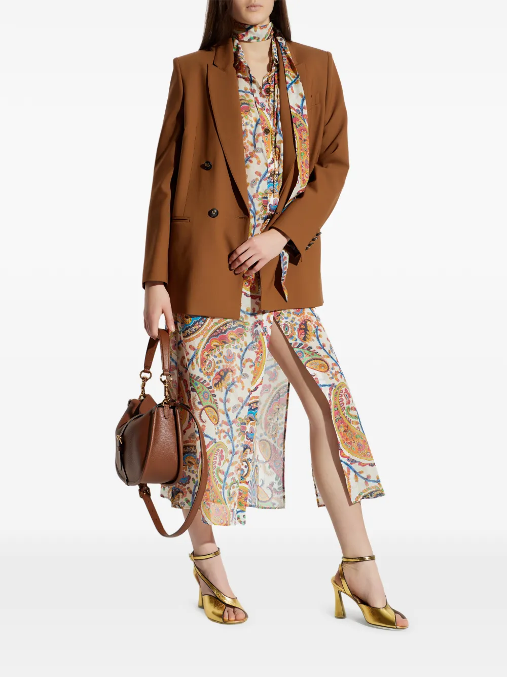 ETRO paisley-pattern tie-belt midi dress - Wit