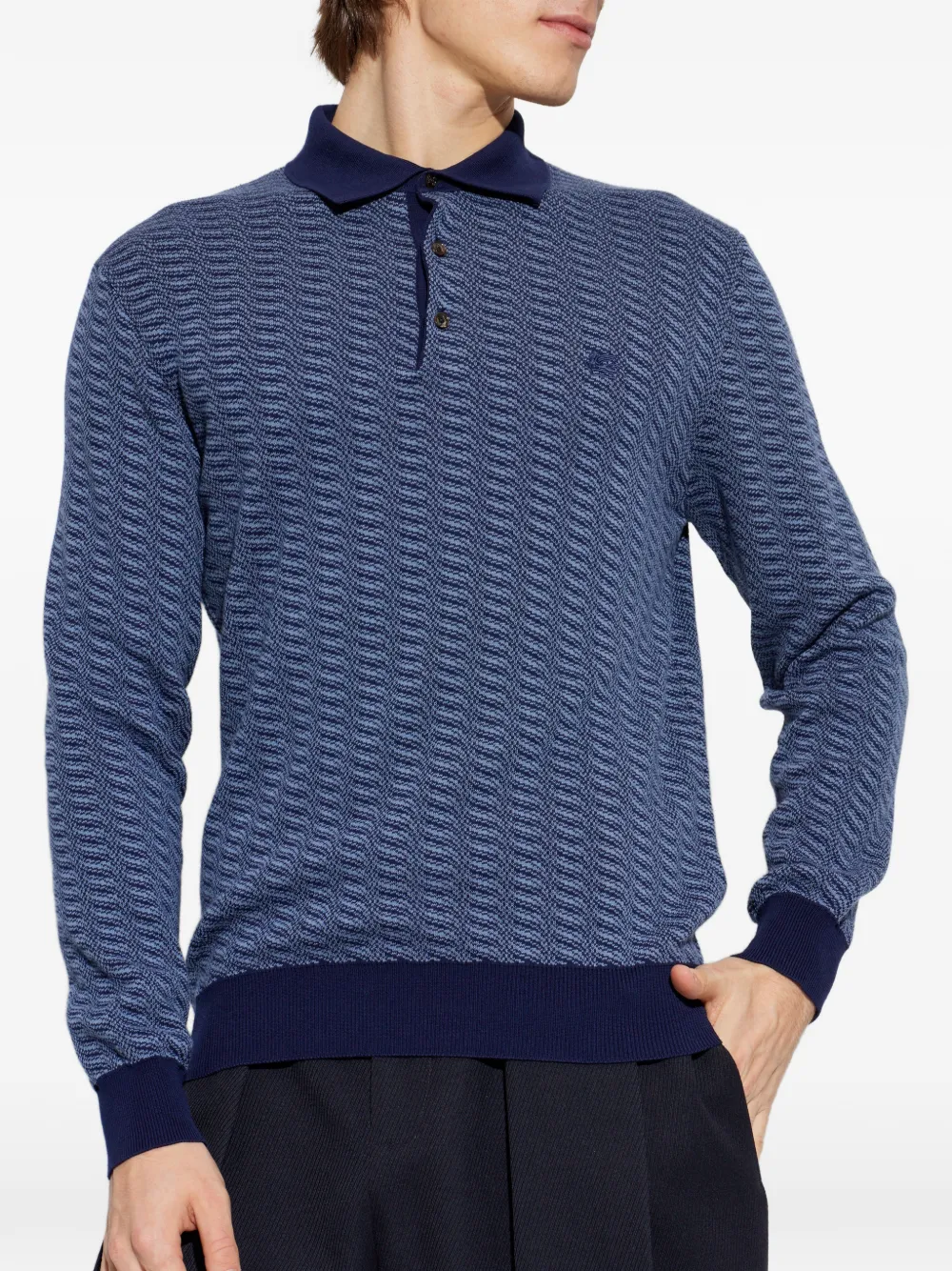  Etro Patterned Buttoned Polo Shirt - Blue 