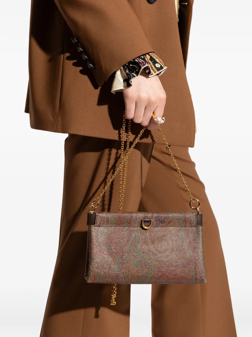 Etro Mini Talk Paisley Clutch Bag In Brown