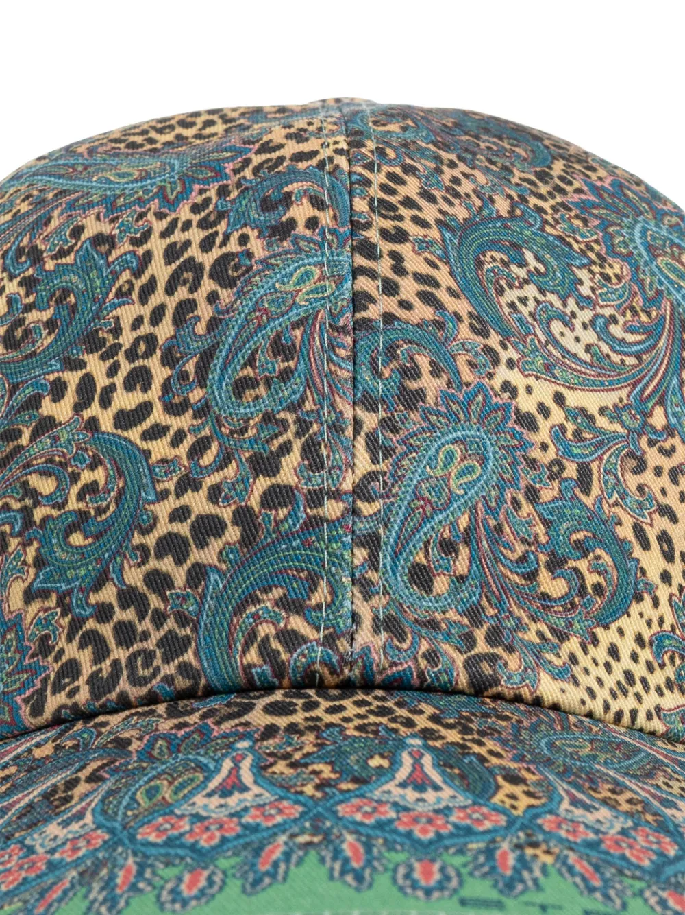 Etro Paisley-motifs Animal-print Baseball Hat In Green