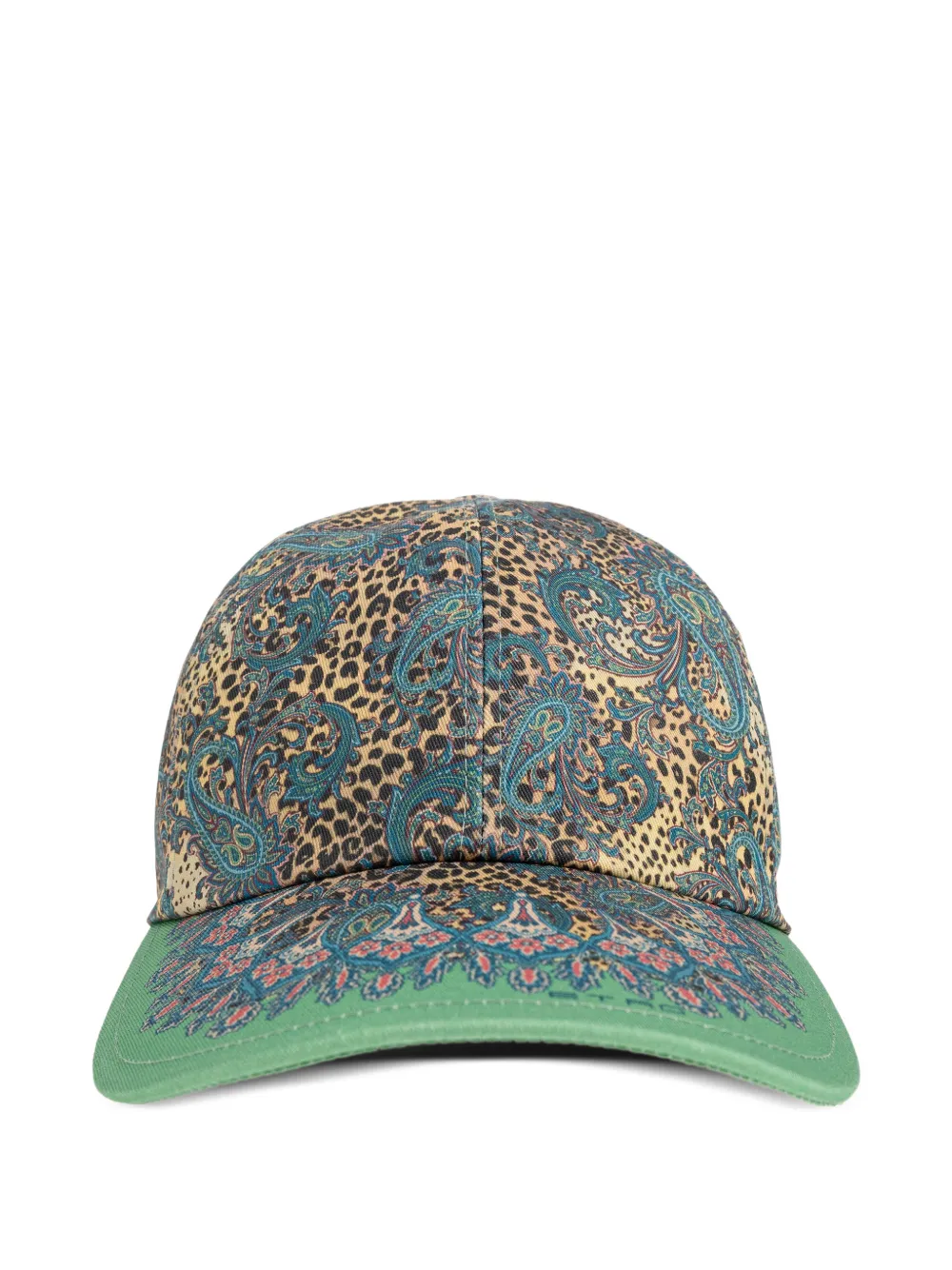 Etro Paisley-motifs Animal-print Baseball Hat In Green
