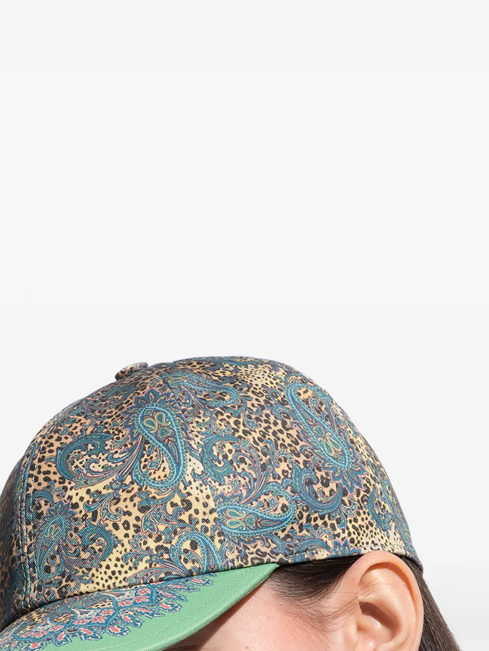 Etro Paisley-motifs Animal-print Baseball Hat In Green