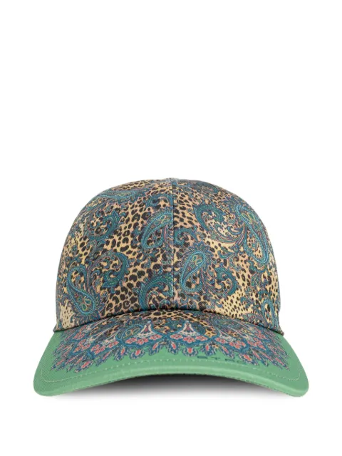 ETRO gorra con animal print y motivo de cachemira