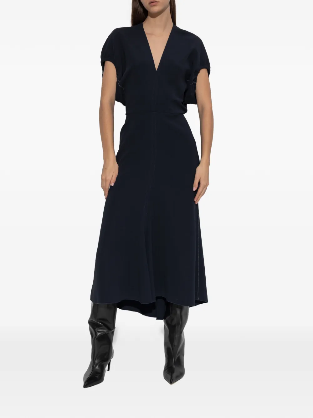 Victoria Beckham V-neck midi dress Blauw