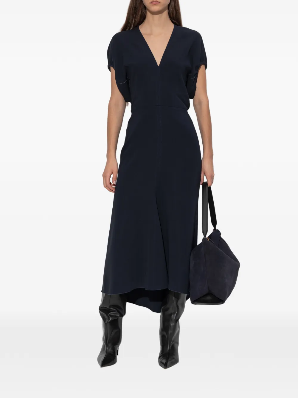 Victoria Beckham V-neck midi dress Blauw