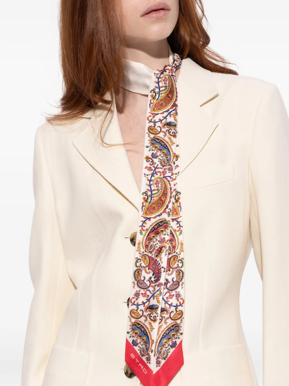 ETRO Sjaal met paisley-print en logo Beige