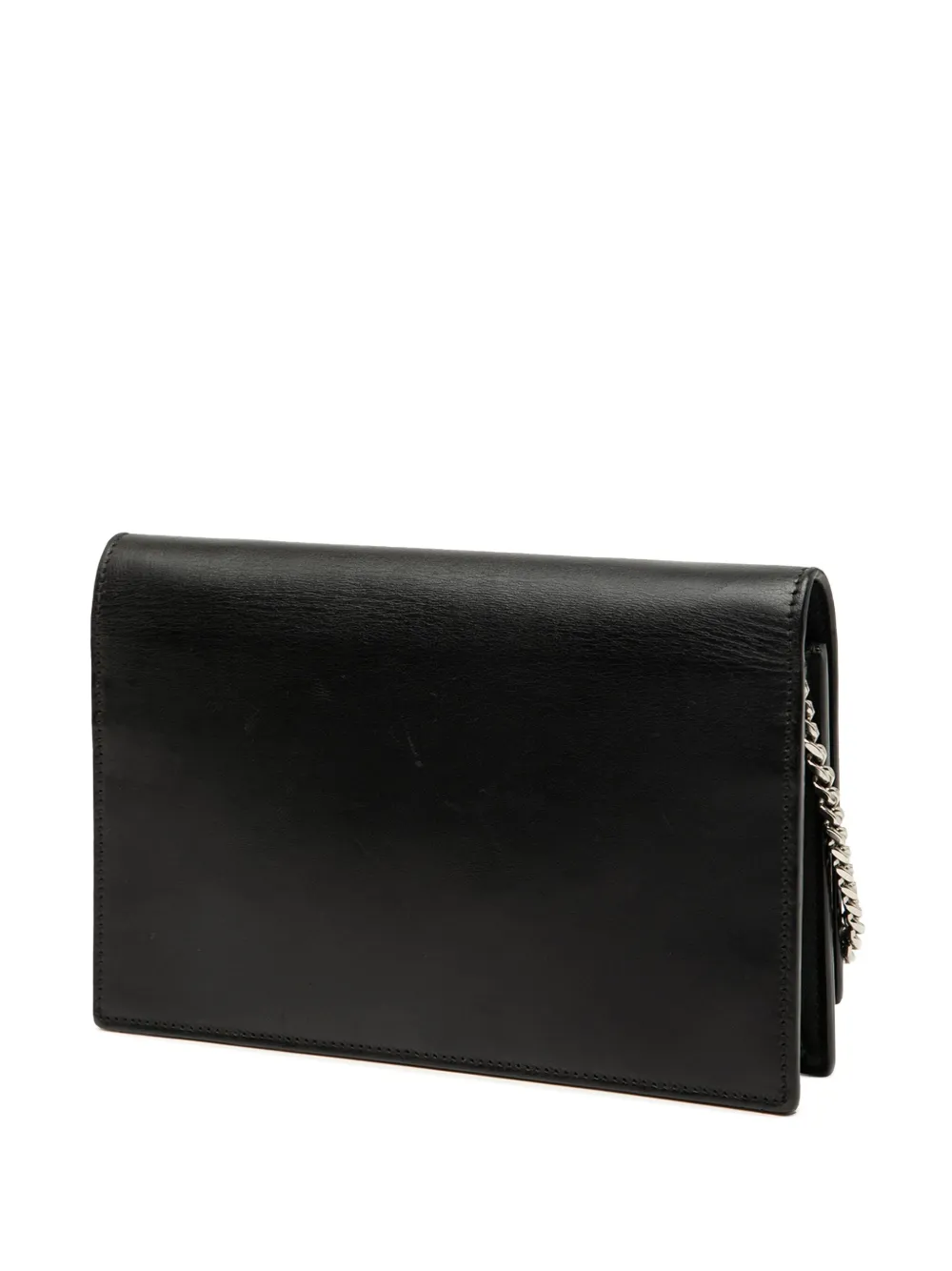 SAINT LAURENT Pre-owned 2016 Calfskin Cloud Star Applique Classic Monogram Kate Tassel Wallet On Chain Crossbody Bag In Black