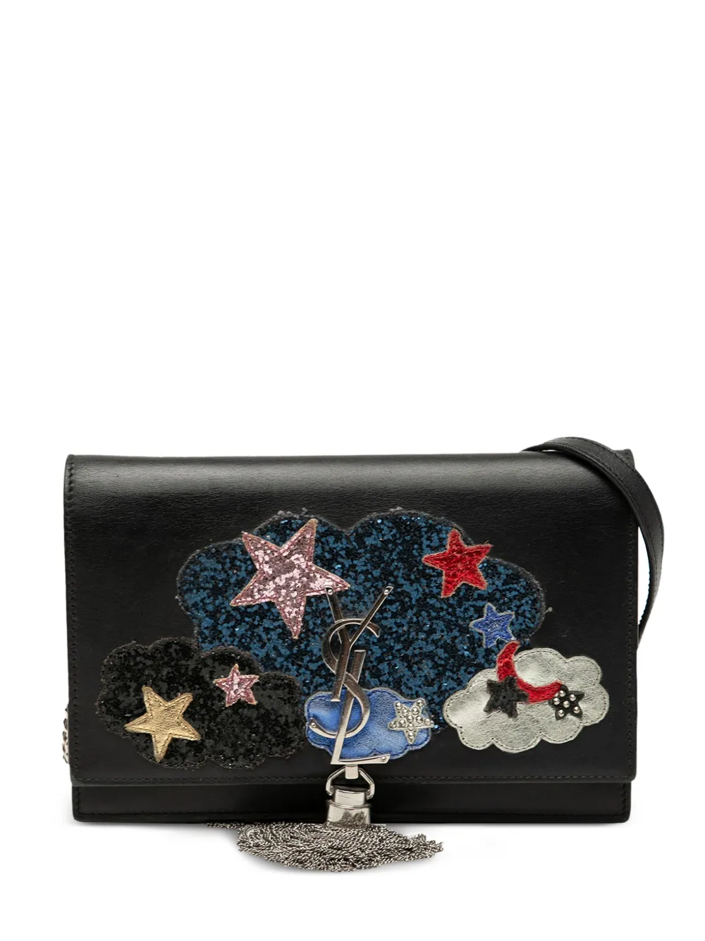 Saint Laurent Pre-Owned 2016 カーフスキン クラウドスターアップリケ クラシック モノグラム ケイト タッセル Saint Laurent Pre-Owned 2016 カーフスキン クラウドスターアップリケ クラシック モノグラム ケイト タッセル