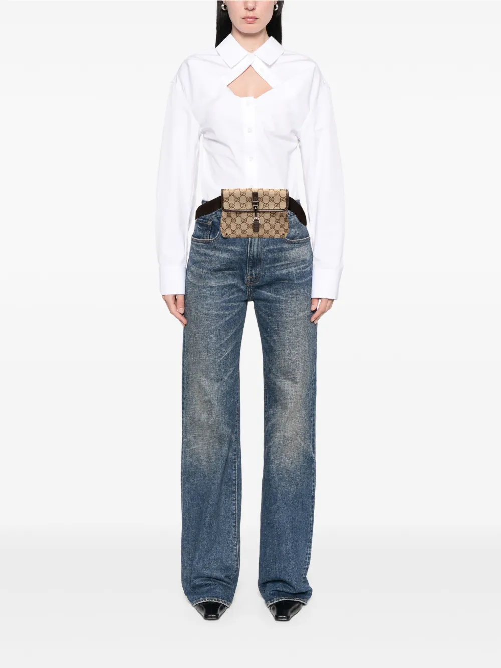 Pre-owned Gucci 2000-2015 Gg Canvas Jackie Belt Bag In Brown