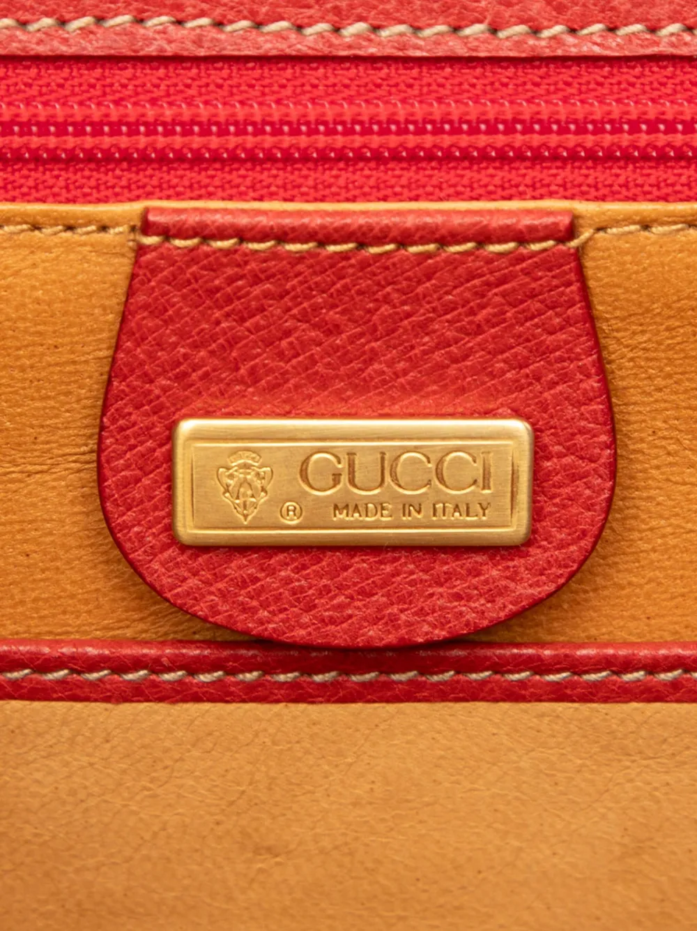 Pre-owned Gucci 20th Century Calfskin Bamboo Night Handbag In Red