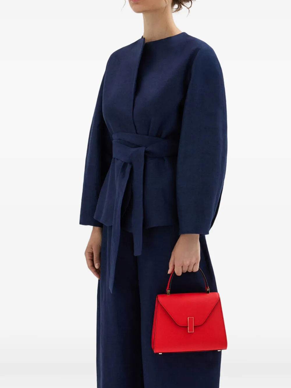 Valextra Iside Leather Mini Tote Bag In Red