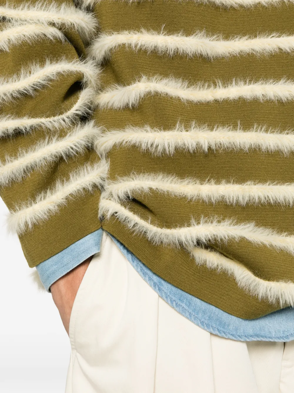 AMI Paris striped long-sleeve sweater Groen