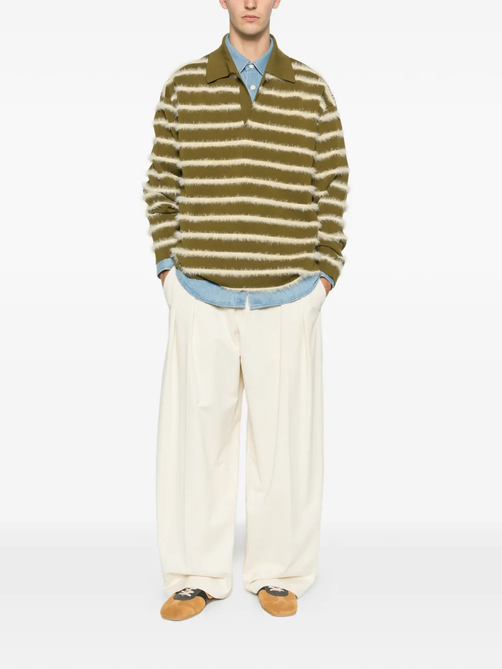 AMI Paris striped long-sleeve sweater - Groen