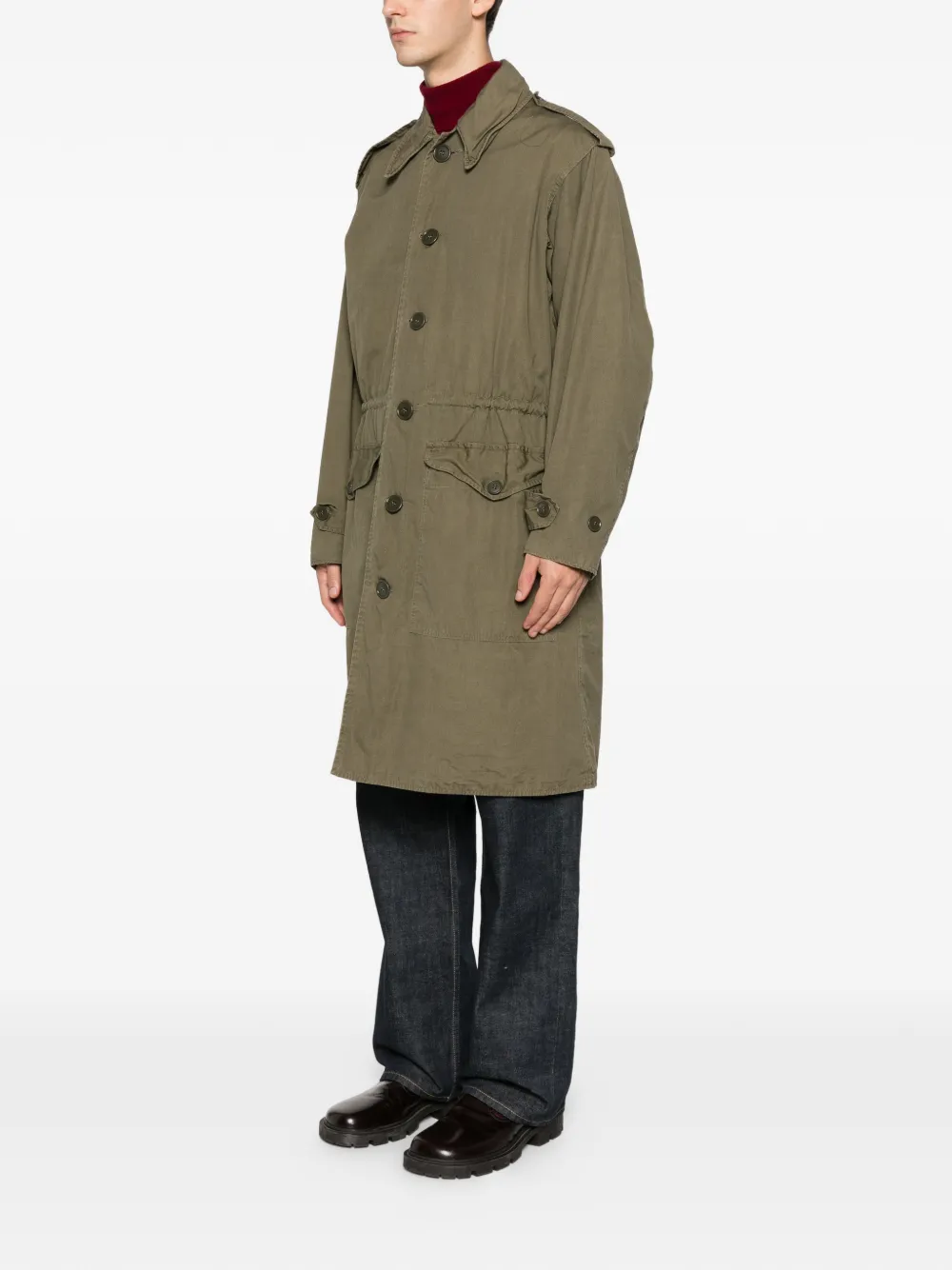 A.N.G.E.L.O. VINTAGE UPCYCLING Pre-owned Single-breasted Drawstring-waist Coat In Green